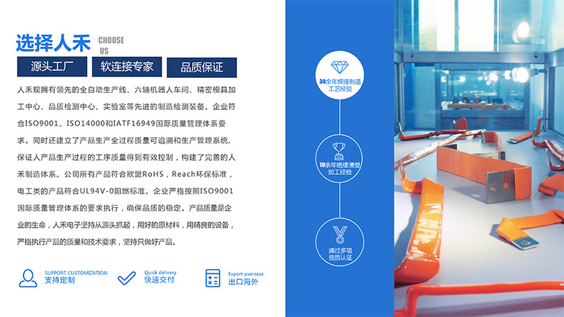 專業(yè)生產(chǎn)PVC護(hù)套、銅排、鋁排、新能源電池銅/鋁軟連接-人禾電子